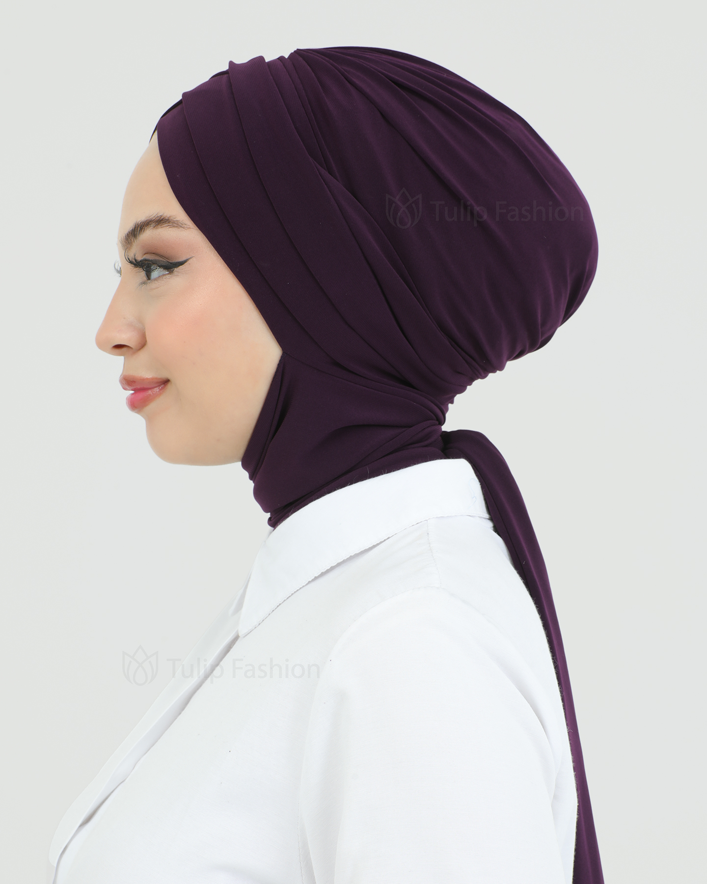 Turban with shawl - Tulia - Dark Purple - 2