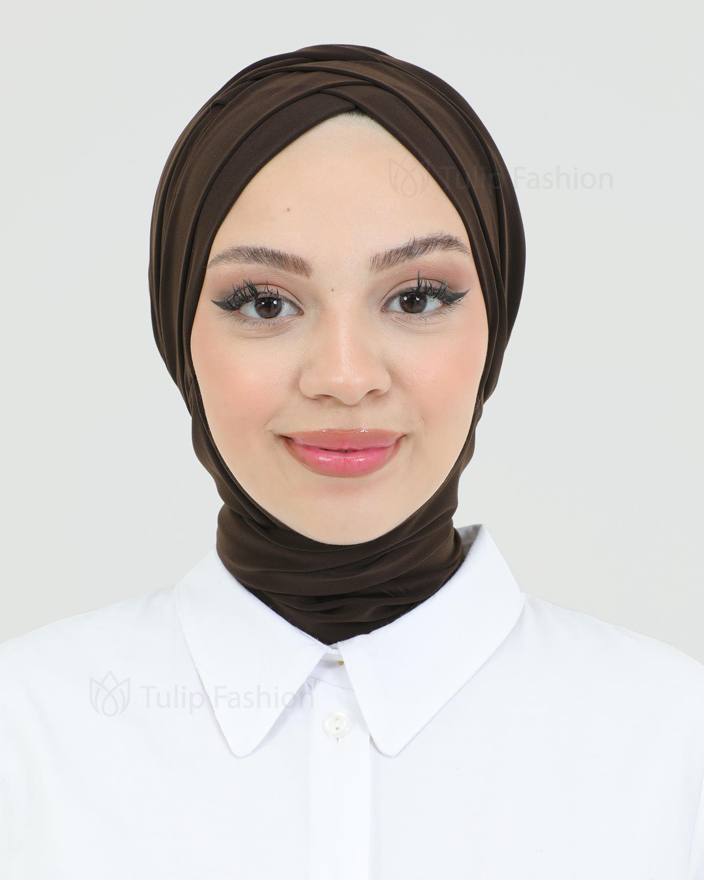 Turban with shawl - Tulia - Dark Brown