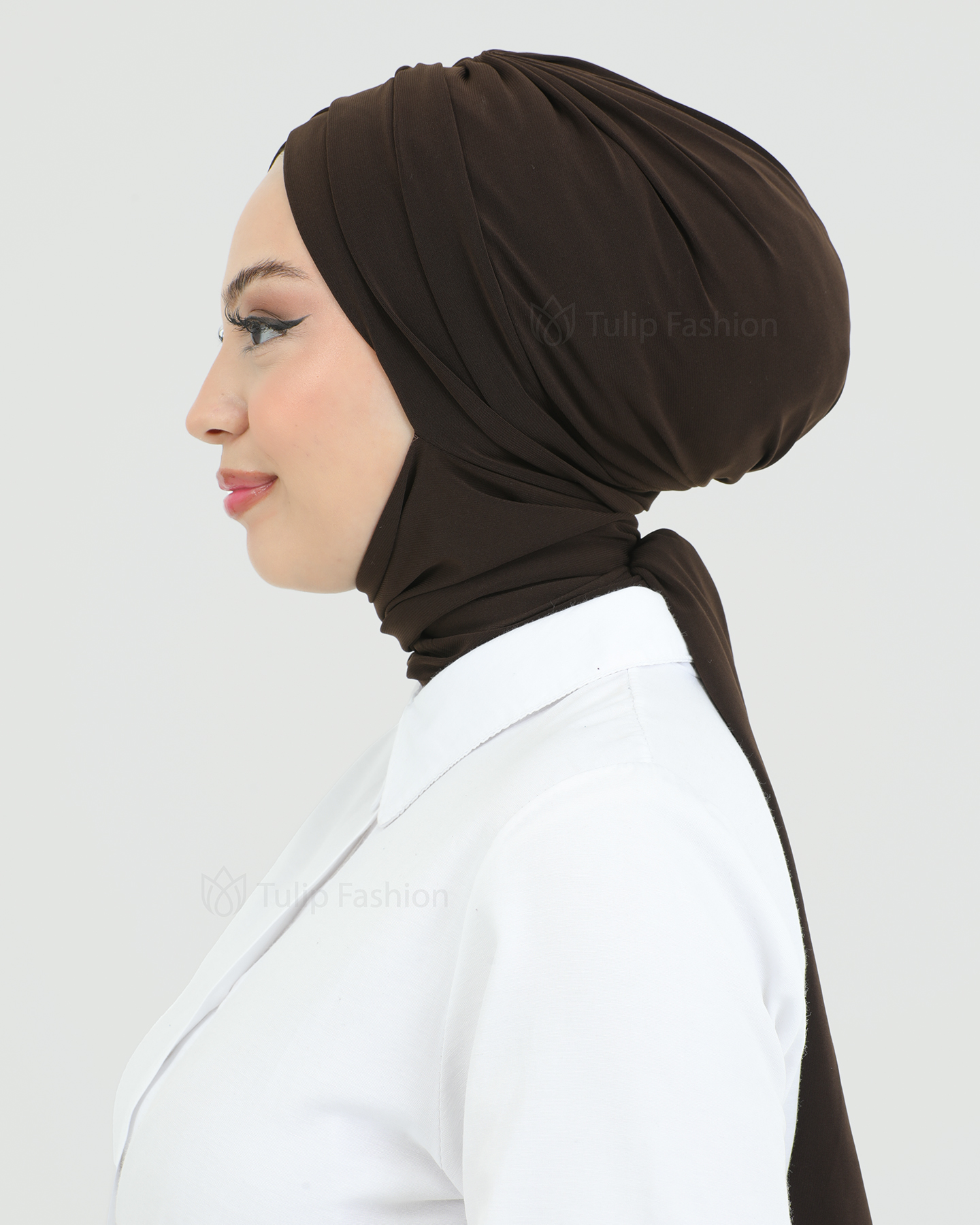 Turban with shawl - Tulia - Dark Brown - 2