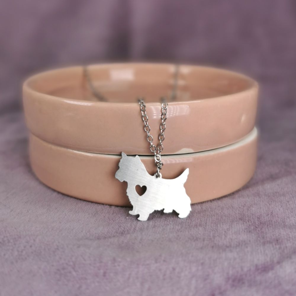 Halsband Westie siluett rostfritt stål