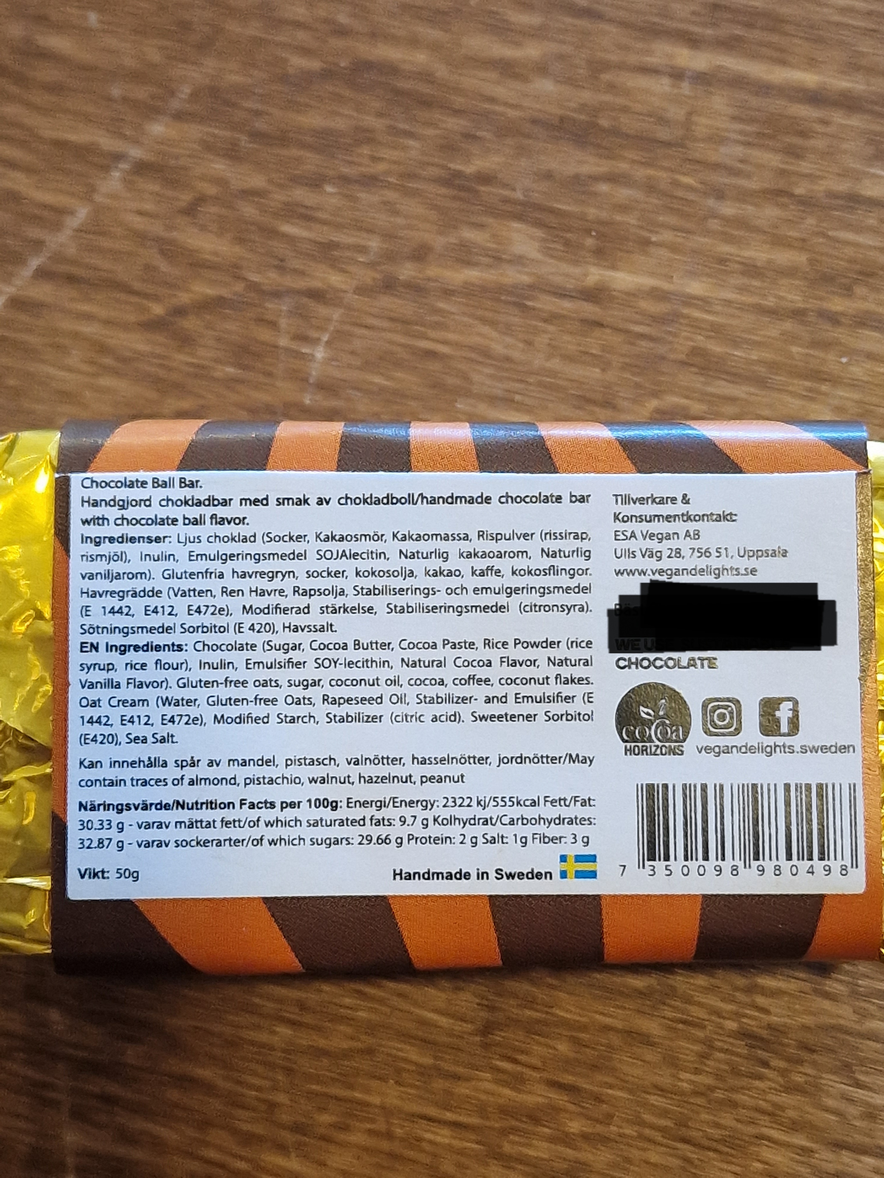 Chocolate ball bar - Vegan Delights