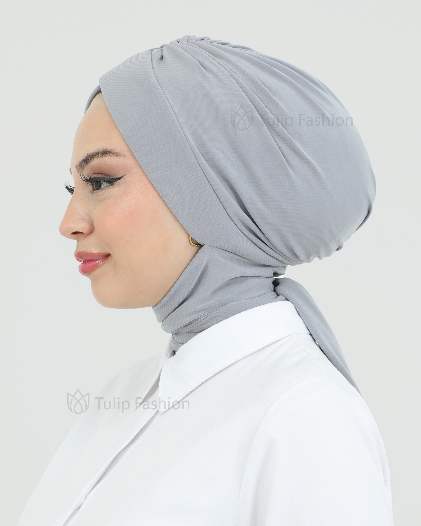 Turban with shawl - Tulin - Gray - 3