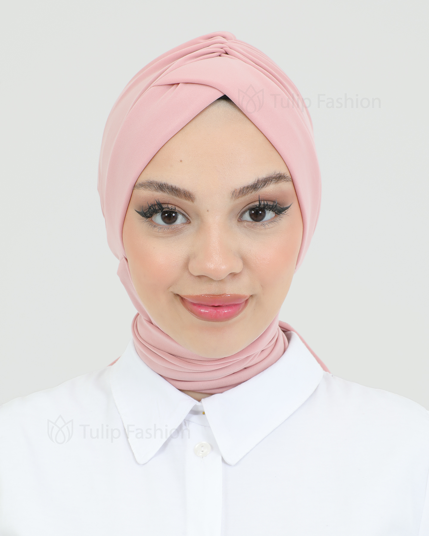 Turban with shawl - Tulin - Light Pink