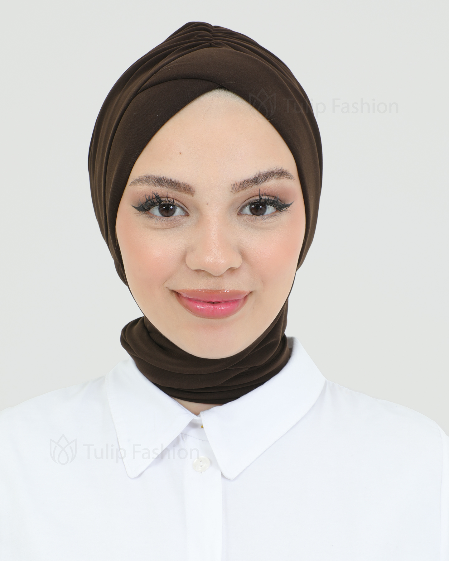 Turban with shawl - Tulin - Dark Brown