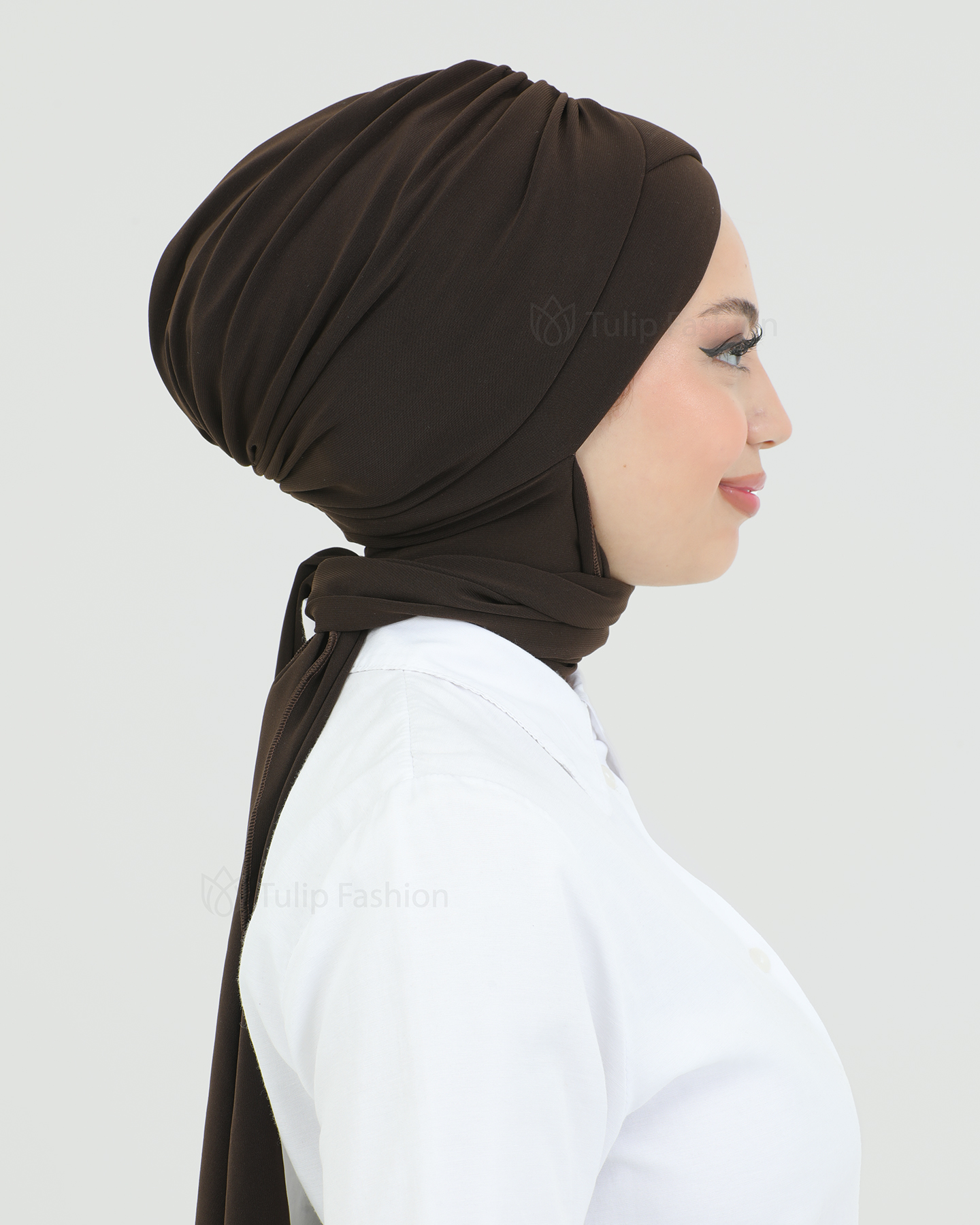 Turban with shawl - Tulin - Dark Brown - 4