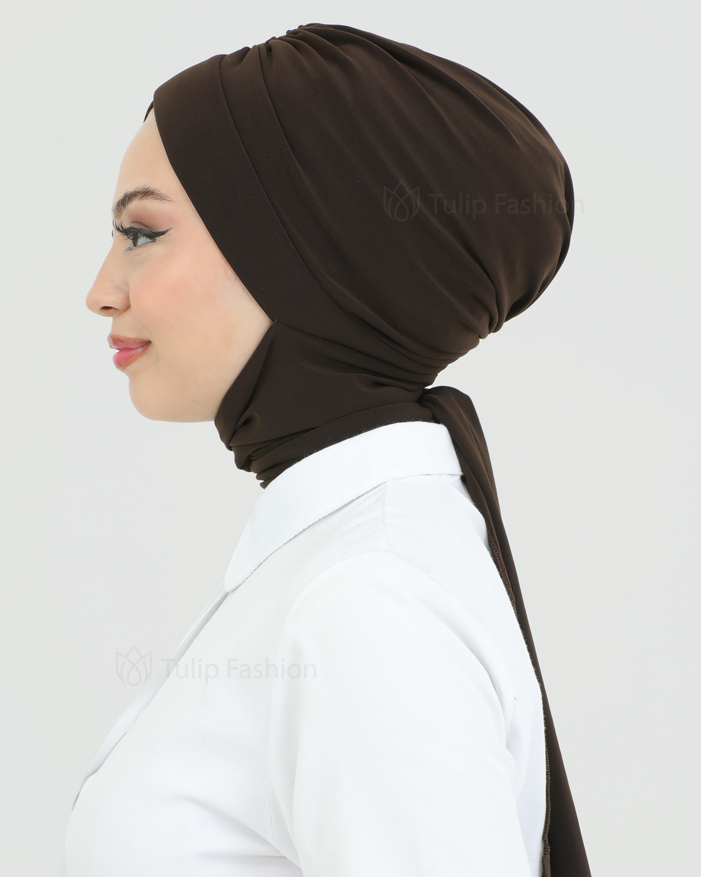 Turban with shawl - Tulin - Dark Brown - 2