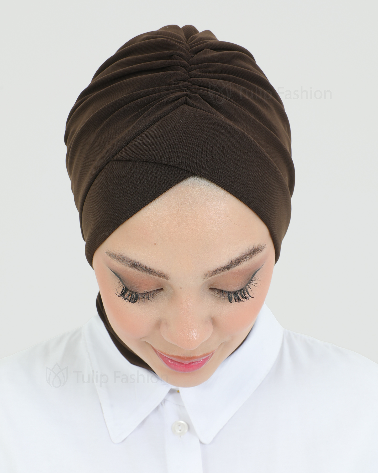 Turban with shawl - Tulin - Dark Brown - 5