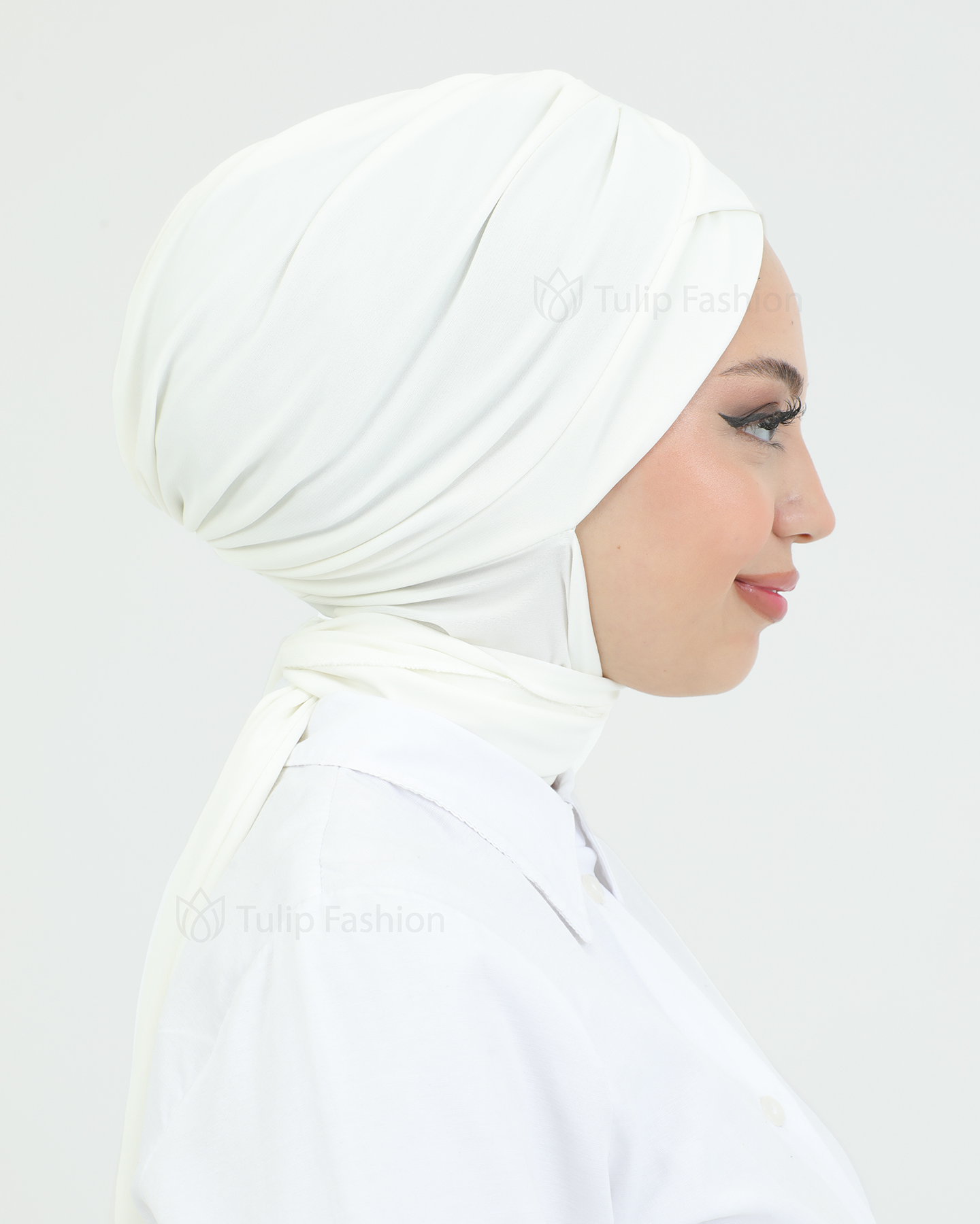 Turban with shawl - Tulin - Off-White - 4