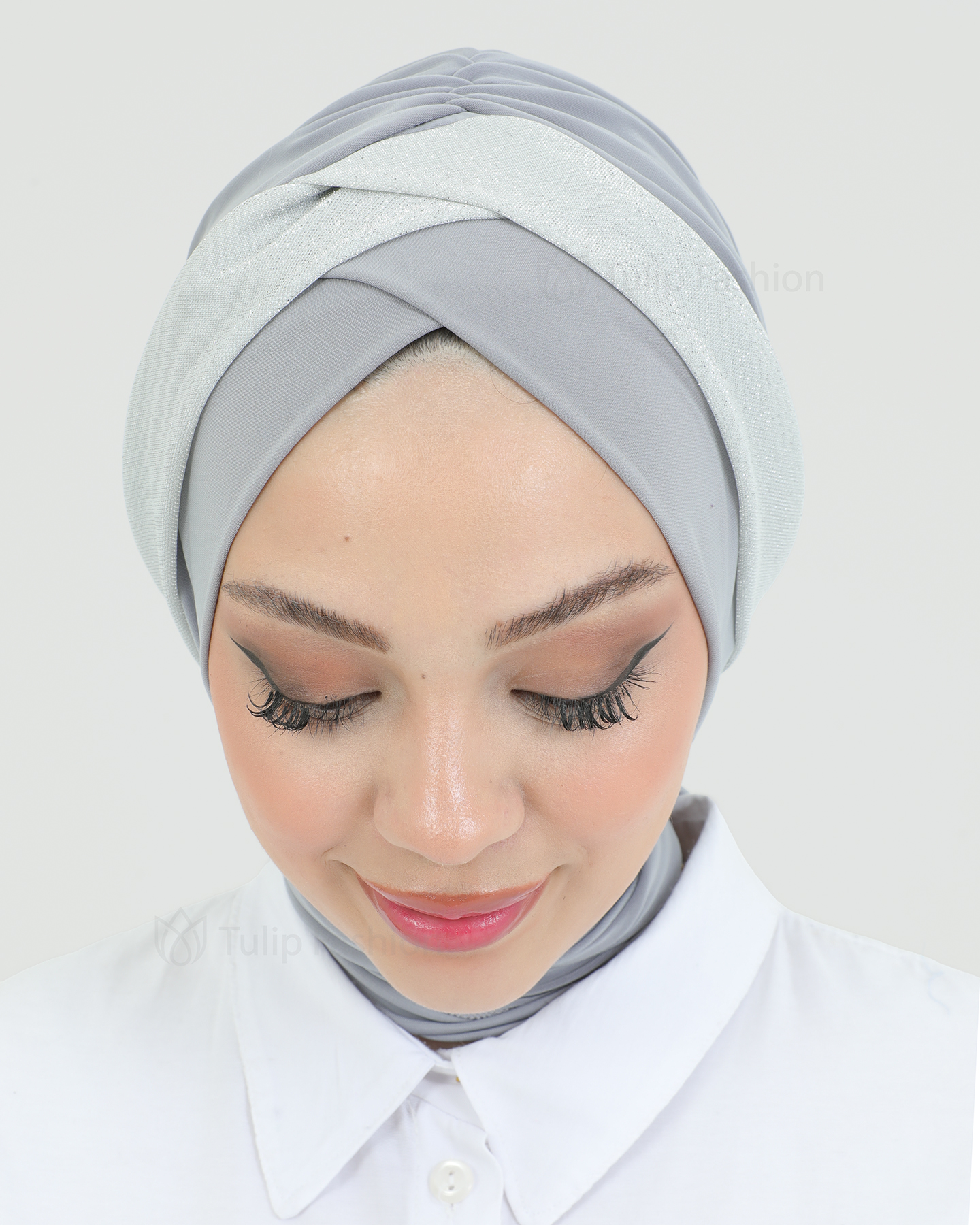 Turban with shawl - Tamara - Gray - 5