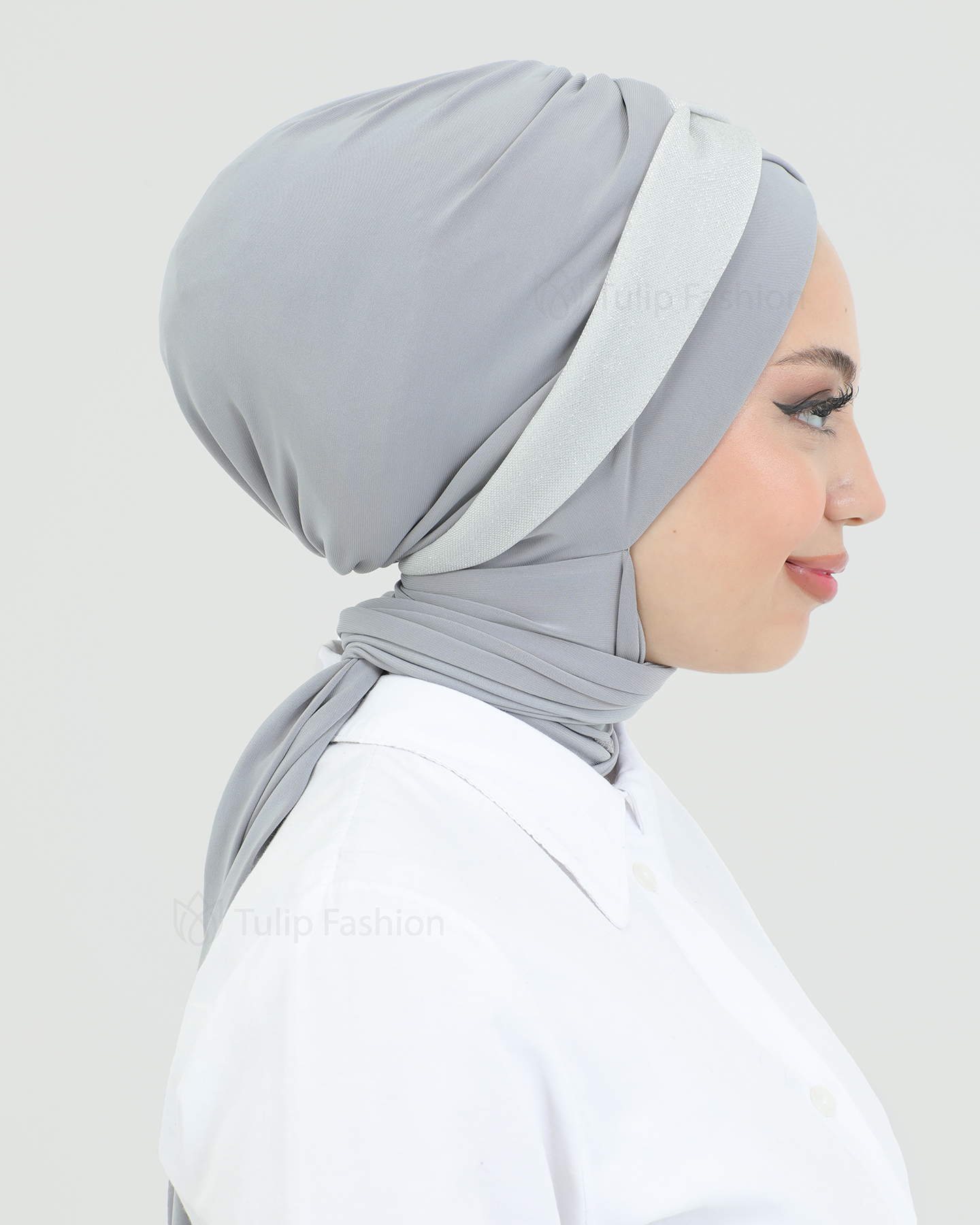 Turban with shawl - Tamara - Gray - 4