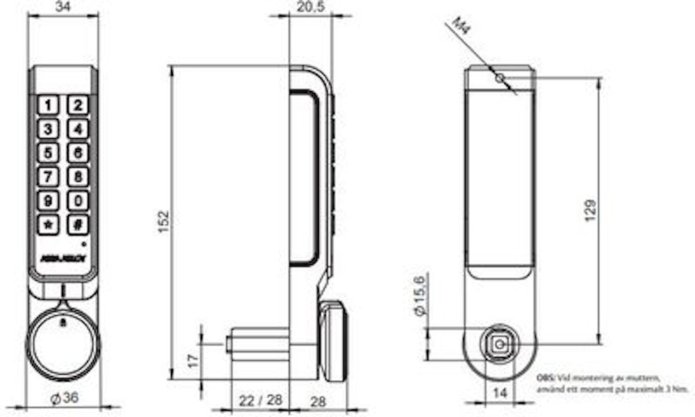 Assa Abloy Elektromekaniskt skåplås Pin vänsterhängd 23mm - 2