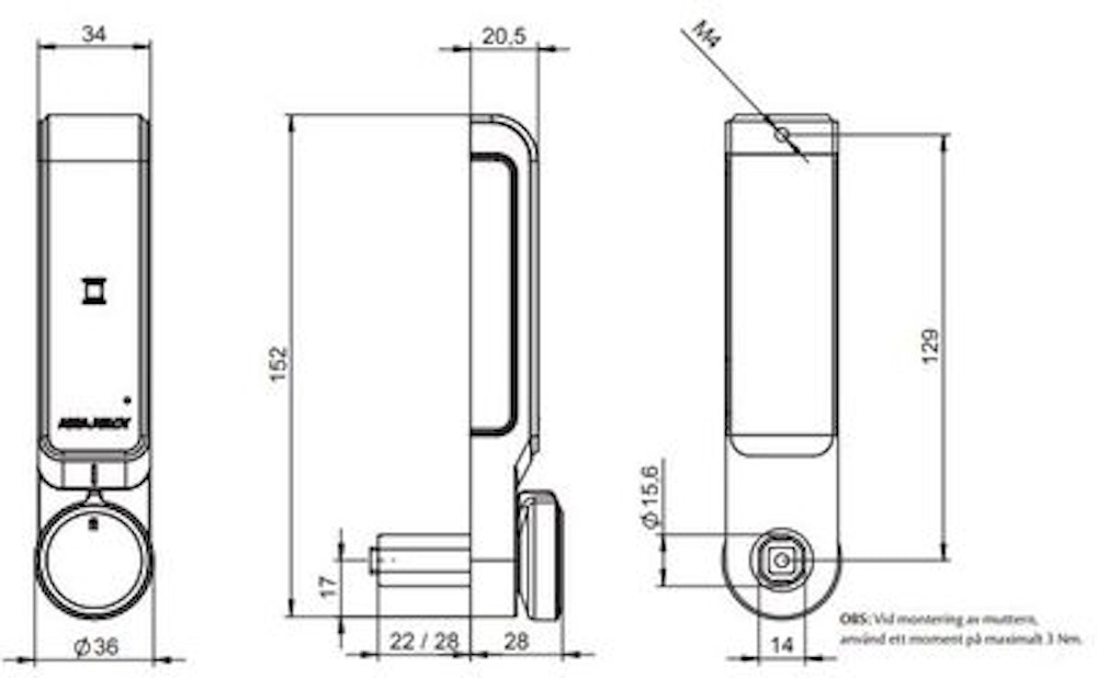 Assa Abloy Elektromekaniskt skåplås Sense 15mm - 2