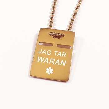 ID-merke medisin- og ICE Anheng i gull - Rustfritt stål