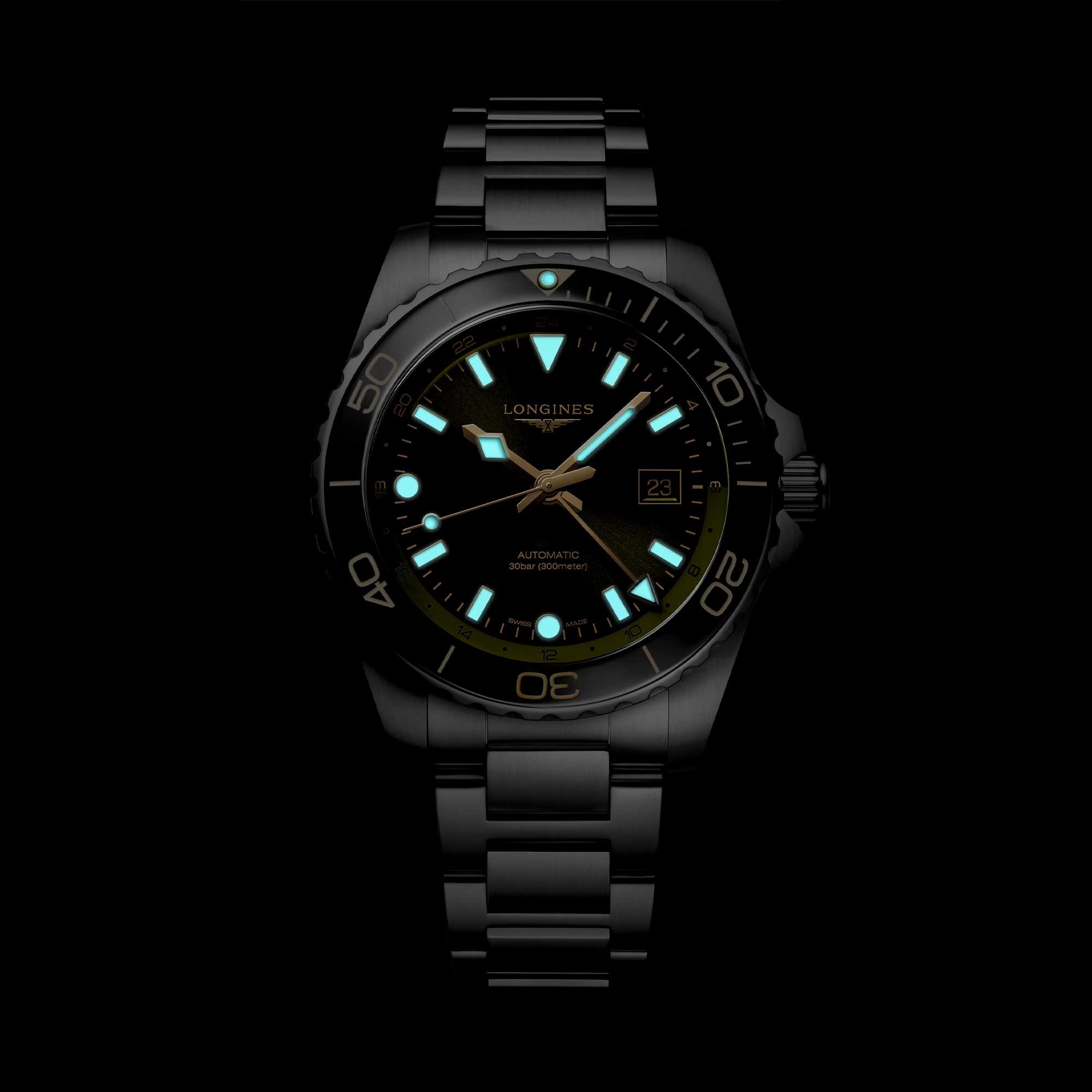 L3.890.4.06.6 Longines Hydroconquest GMT 43 grön