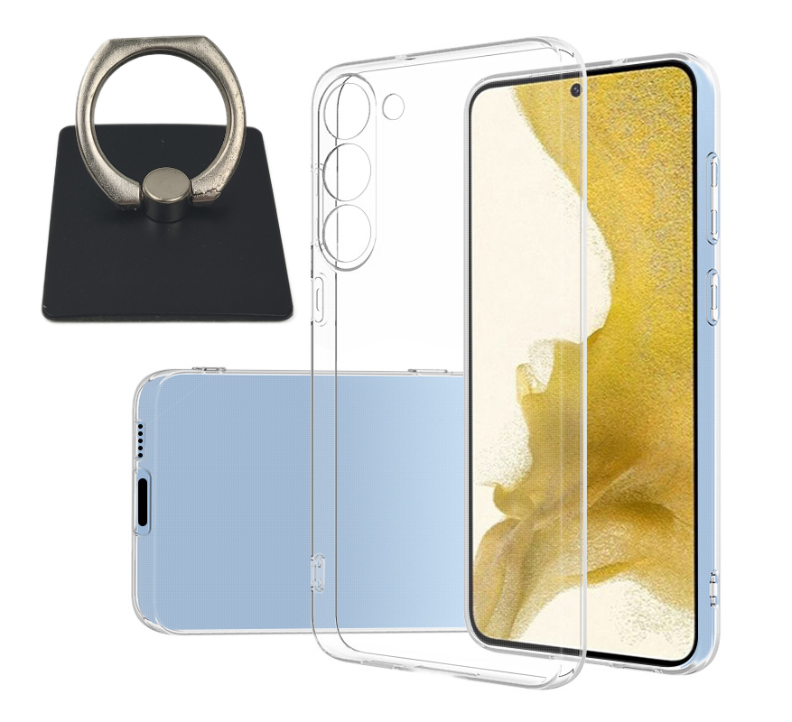 Samsung Galaxy S23+ Skal & Fyrkantig Fingerhållare - Skydd och Komfort - Svart