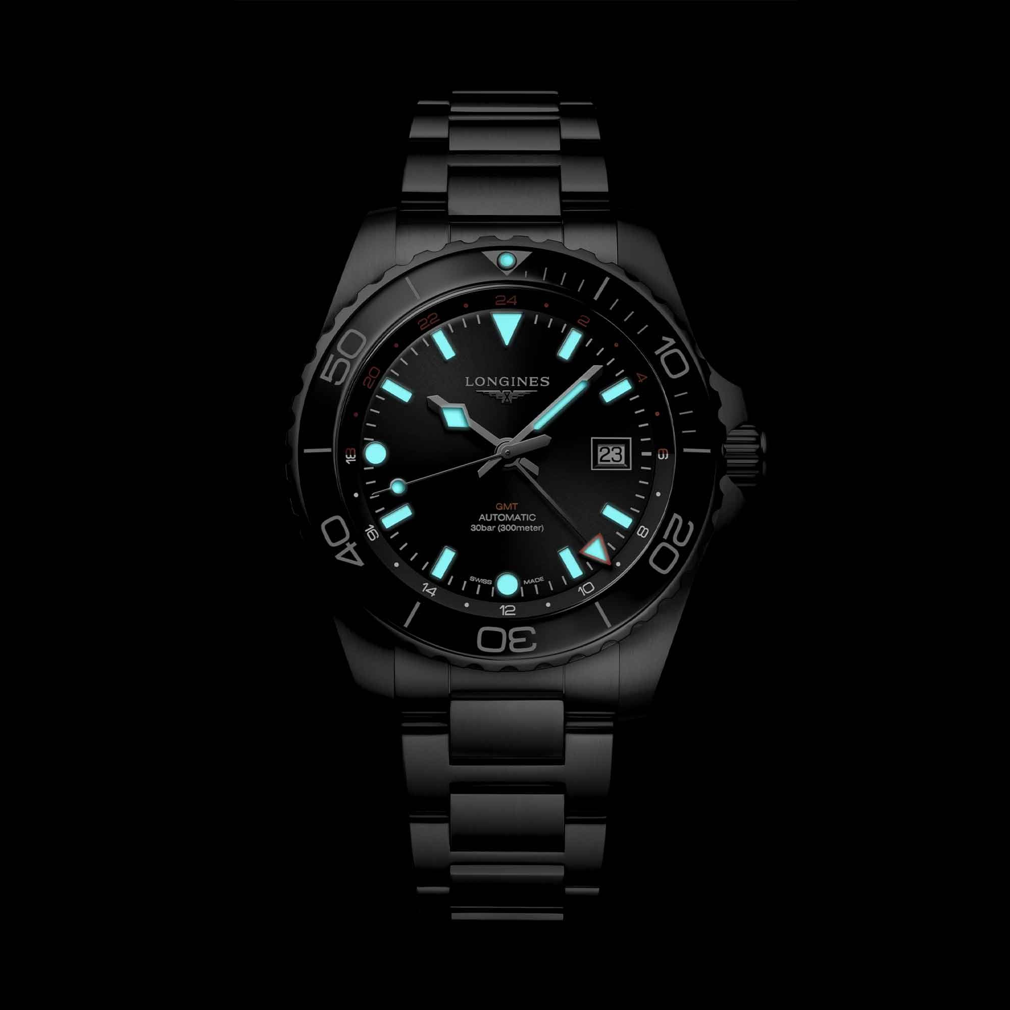 L3.890.4.56.6 Longines Hydroconquest GMT 43 svart