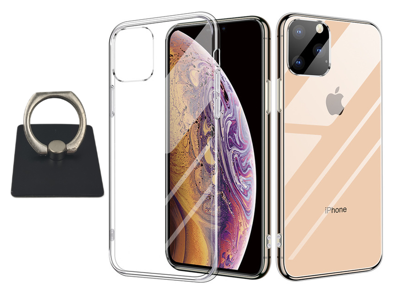 iPhone 11 Pro Skal & Fyrkantig Fingerhållare - Skydd och Komfort - Svart
