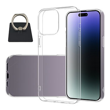 iPhone 15 Pro Max Skal & Fyrkantig Fingerhållare - Skydd och Komfort - Svart