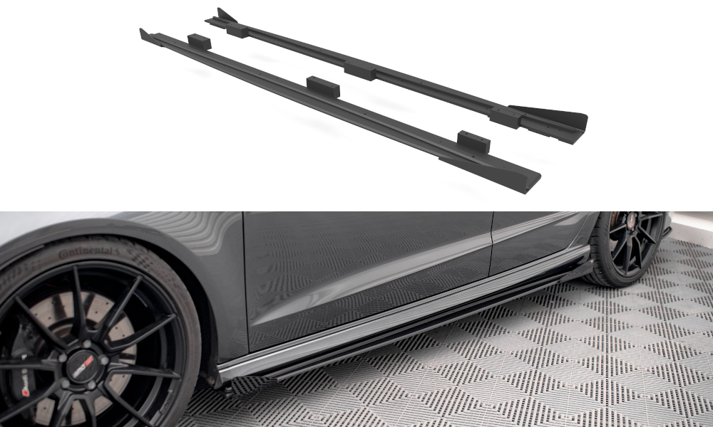 Maxton - STREET PRO SIDE SKIRTS DIFFUSERS + FLAPS AUDI S3 / A3 S-LINE SPORTBACK 8V FACELIFT