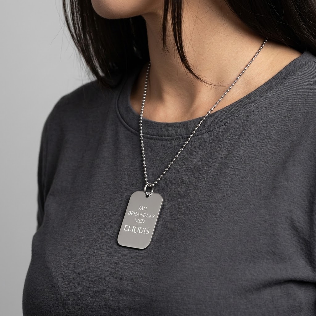 Stor Dogtag Medicin & ICE Bricka - Rostfritt stål - 4