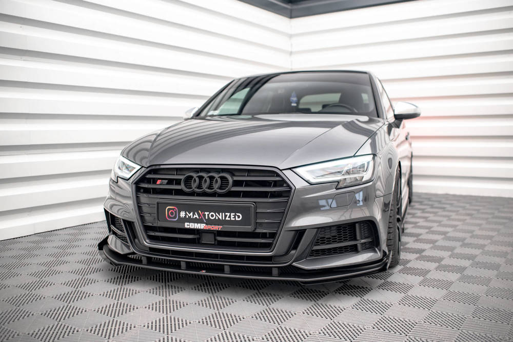 Maxton - STREET PRO FRONT SPLITTER V.1 + FLAPS AUDI S3 / A3 S-LINE SPORTBACK 8V FACELIFT - 4
