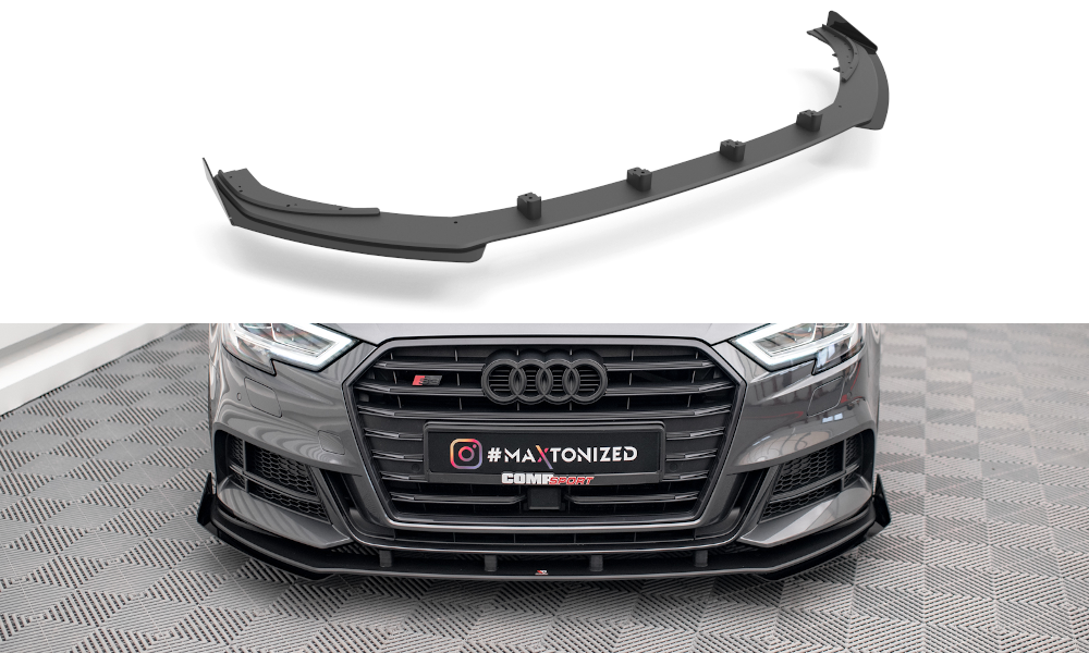 Maxton - STREET PRO FRONT SPLITTER V.1 + FLAPS AUDI S3 / A3 S-LINE SPORTBACK 8V FACELIFT
