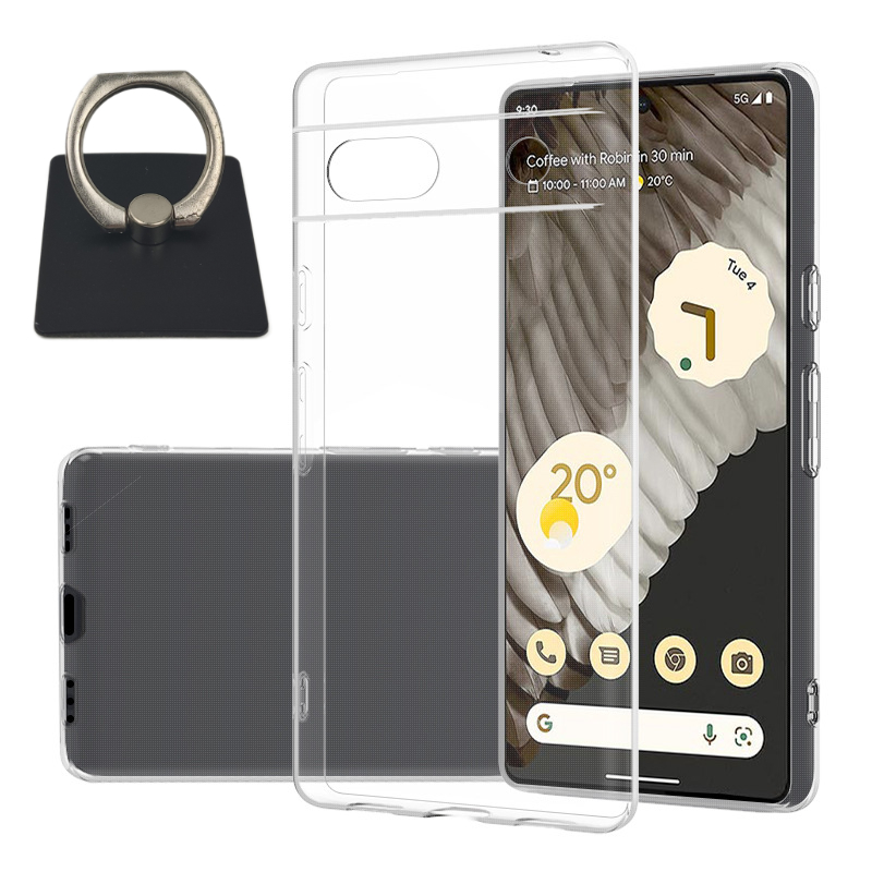 Google Pixel 7a Skal & Fyrkantig Fingerhållare - Skydd och Komfort - Svart