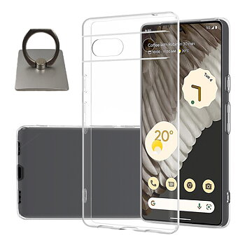 Google Pixel 7 Shell & Square Finger Holder - Protection and Comfort - Silver