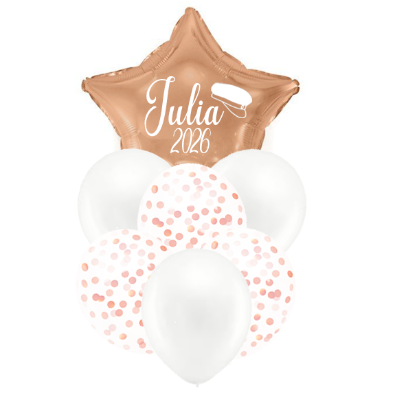 Ballongbukett med namn - Student - Rosé - 2