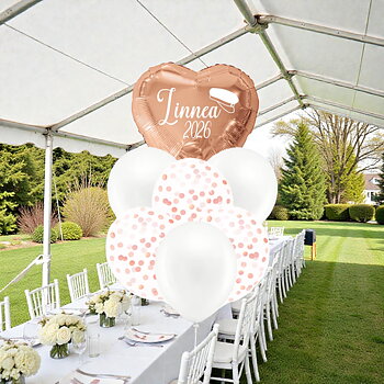 Ballongbukett med namn - Student - Rosé