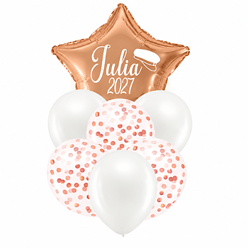 Ballongbukett med namn - Student - Rosé