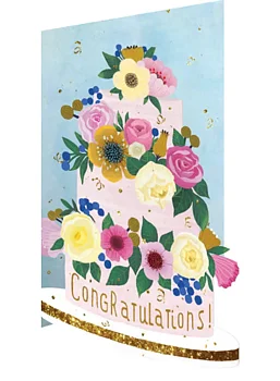 Laserutskuret kort - Tiered Wedding Cake, Congratulations