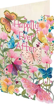 Laserutskuret kort - Butterfly Ball Wedding, Happily Ever After