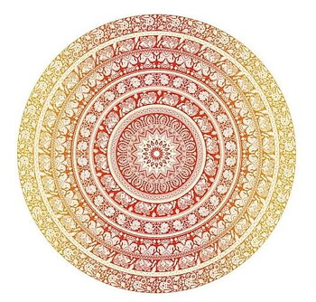 Blommig Rund Gul/Orange Mandala , Väggbonad eller Underlägg