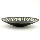 Hjördis Oldfors (Trio 1954) Black Lens-Formed Bowl with White/Yellow Decor 25 cm
