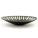 Hjördis Oldfors (Trio 1954) Black Lens-Formed Bowl with White/Yellow Decor 25 cm