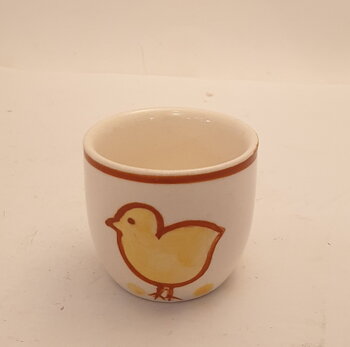 Egg cup with hand-painted chicken