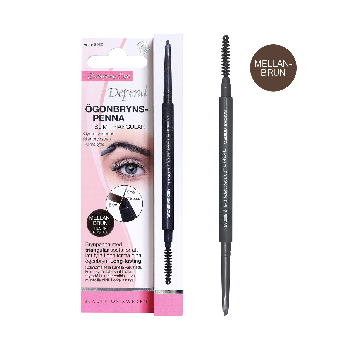 Depend Ögonbrynspenna Slim Triangulär Mellanbrun