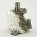 Willi Fischer (1960s) White/Brown Fish with Joyous Expression 14 cm