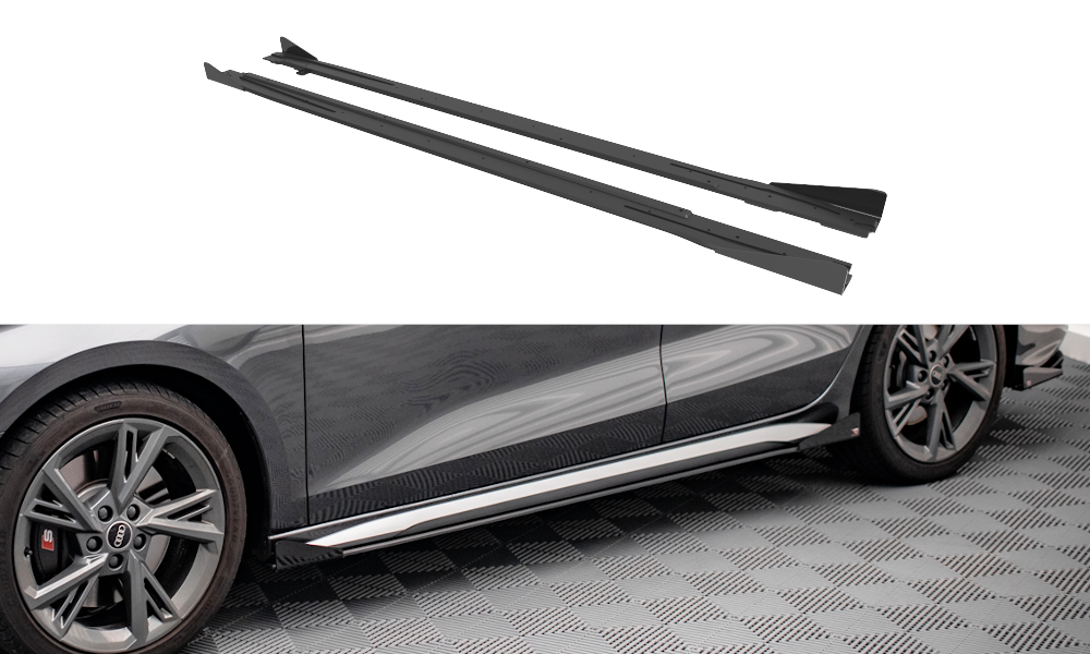 Maxton - STREET PRO SIDE SKIRTS DIFFUSERS + FLAPS AUDI S3 / A3 S-LINE 8Y