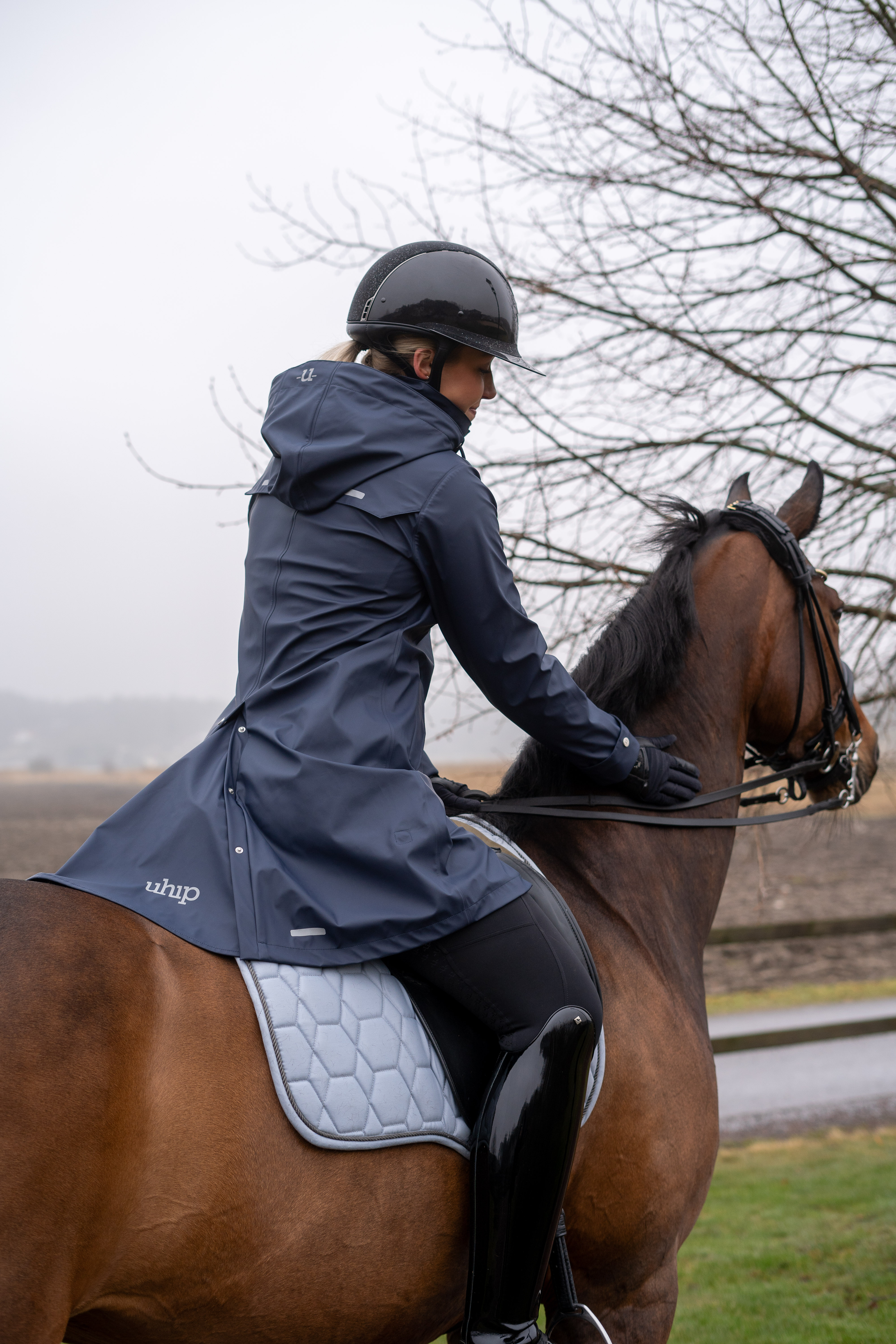 Uhip Winnie Mid Raincoat - Navy Blue 