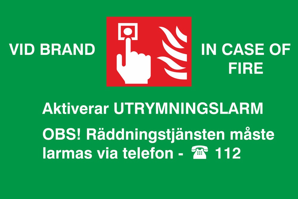 Ateco Skylt Aktiverar utrymningslarm 135x85mm