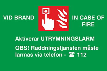 Ateco Skylt Aktiverar utrymningslarm 135x85mm
