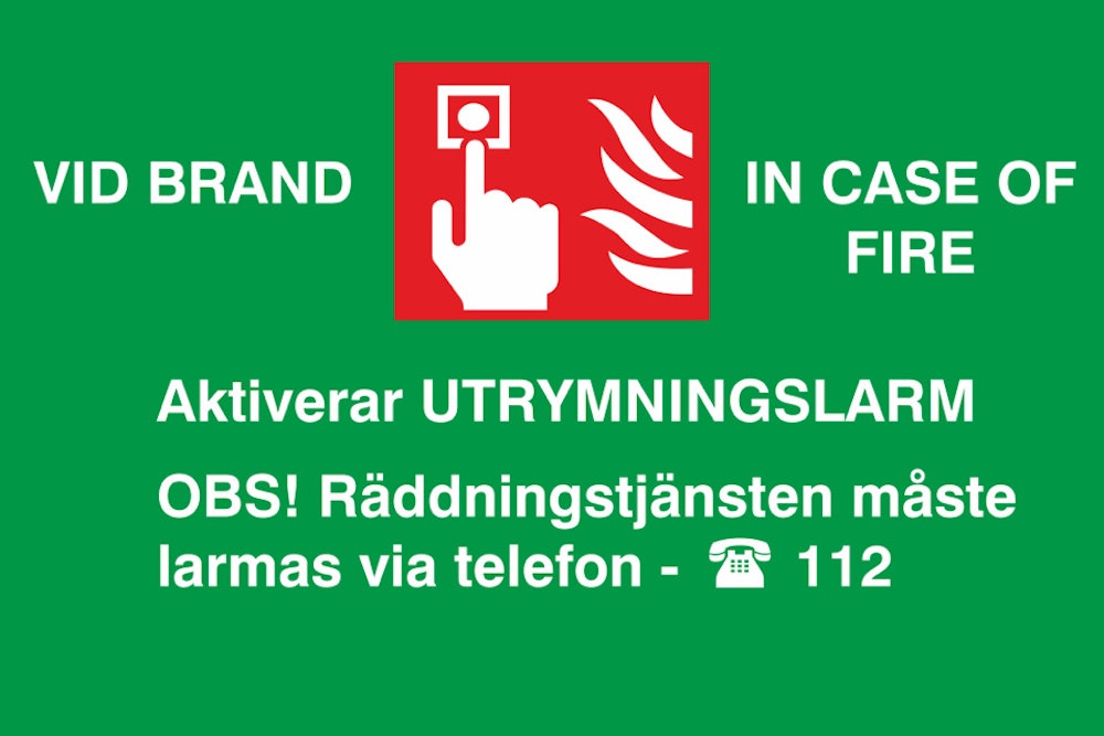 Ateco Skylt Aktiverar utrymningslarm 90x60mm