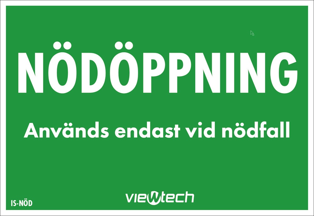 Ateco Skylt Nödöppning 90x60
