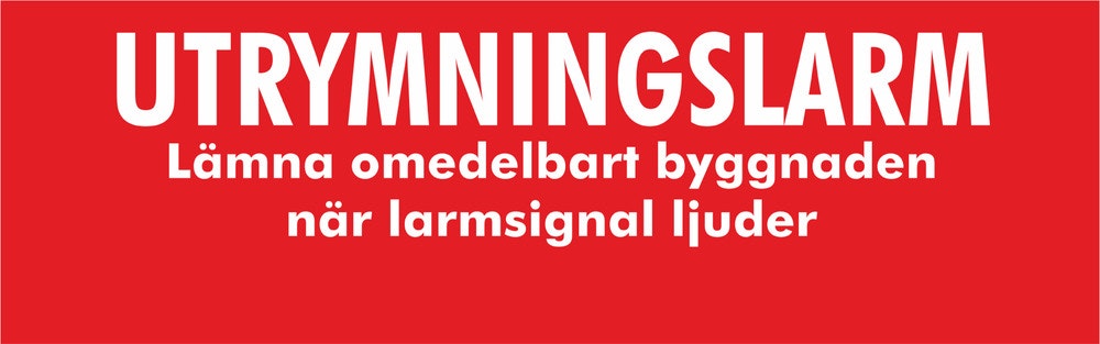 Ateco Skylt Utrymningslarm Lämna omedelbart 160x50mm