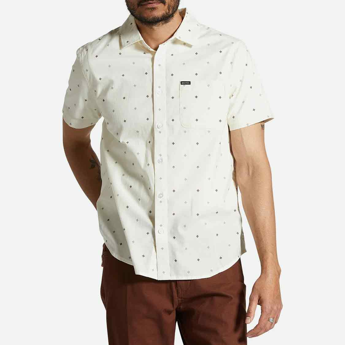 Brixton - Charter Print S/S Off White Pyramid
