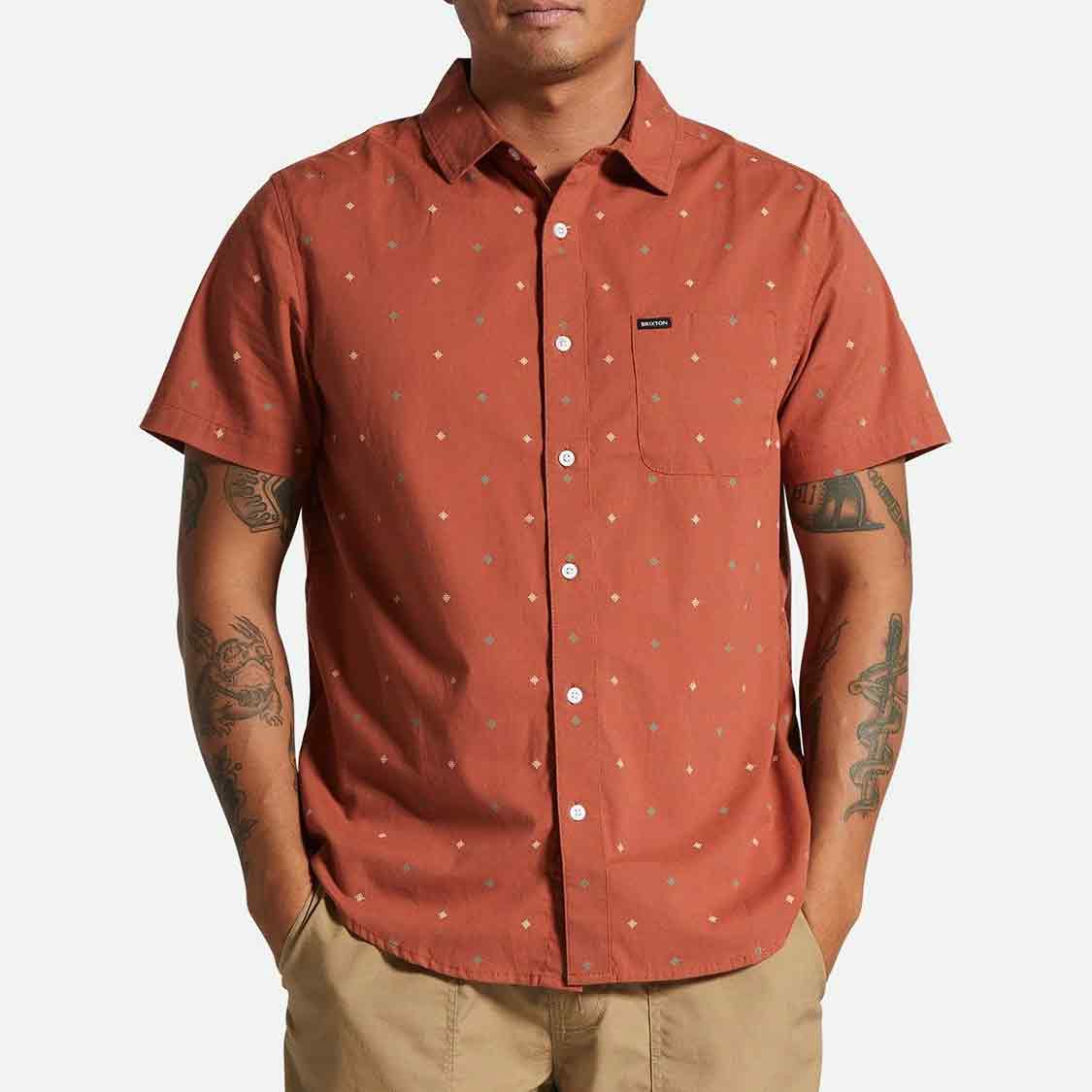 Brixton - Charter Print S/S Terracotta Pyramid