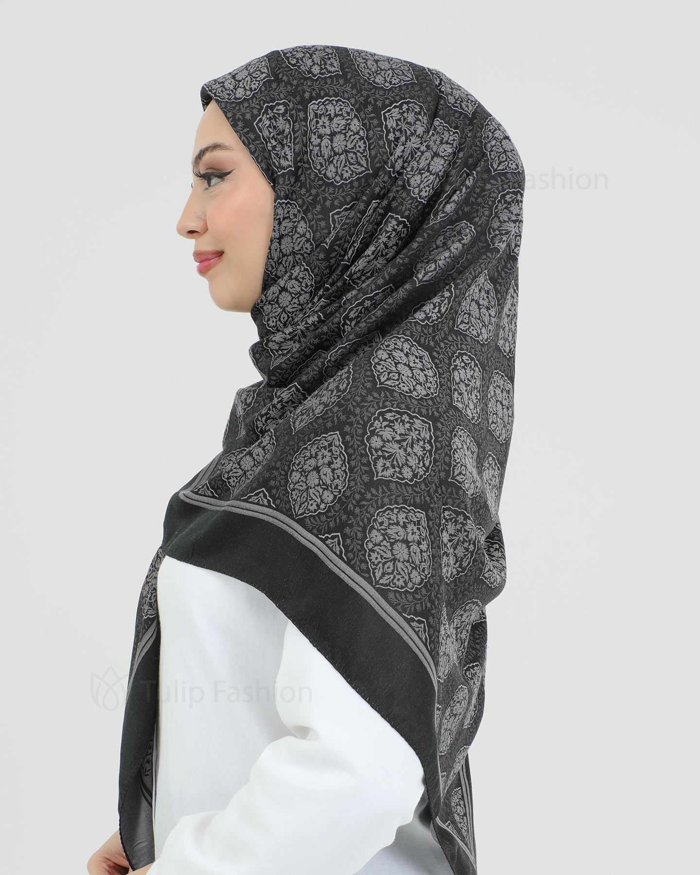 Hijab - Square Viskon 120 cm - Mörkgrå - 2