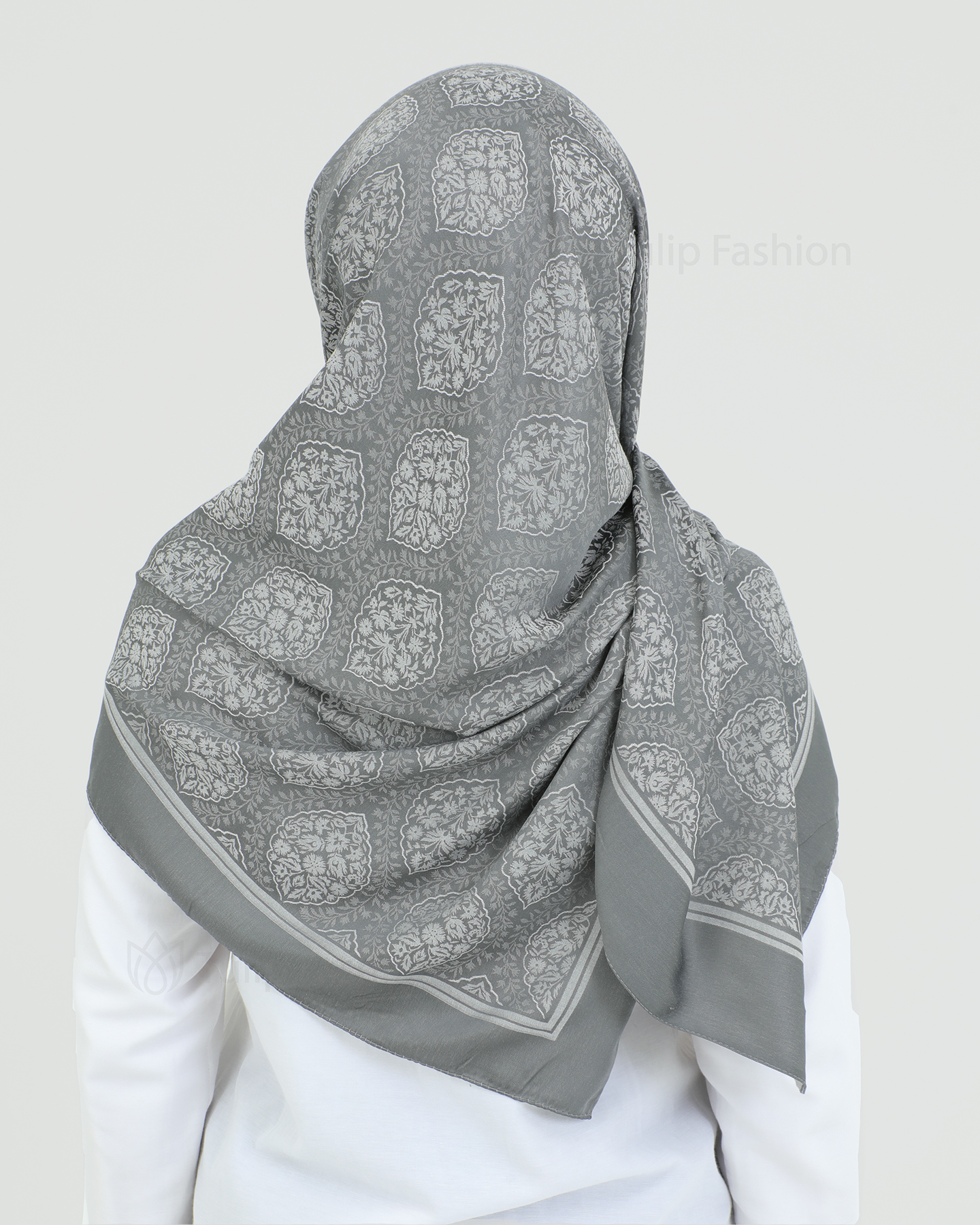 Hijab - Square Viskon 120 cm - Gray - 3